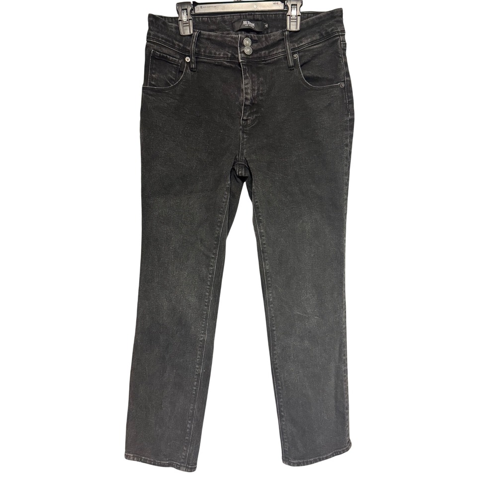 Hudson Los Angeles Women's Black Wash Denim‎ Jeans Slim Straight Leg Size 10